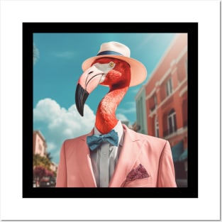 Mr. Pink Flamingo In Miami Posters and Art